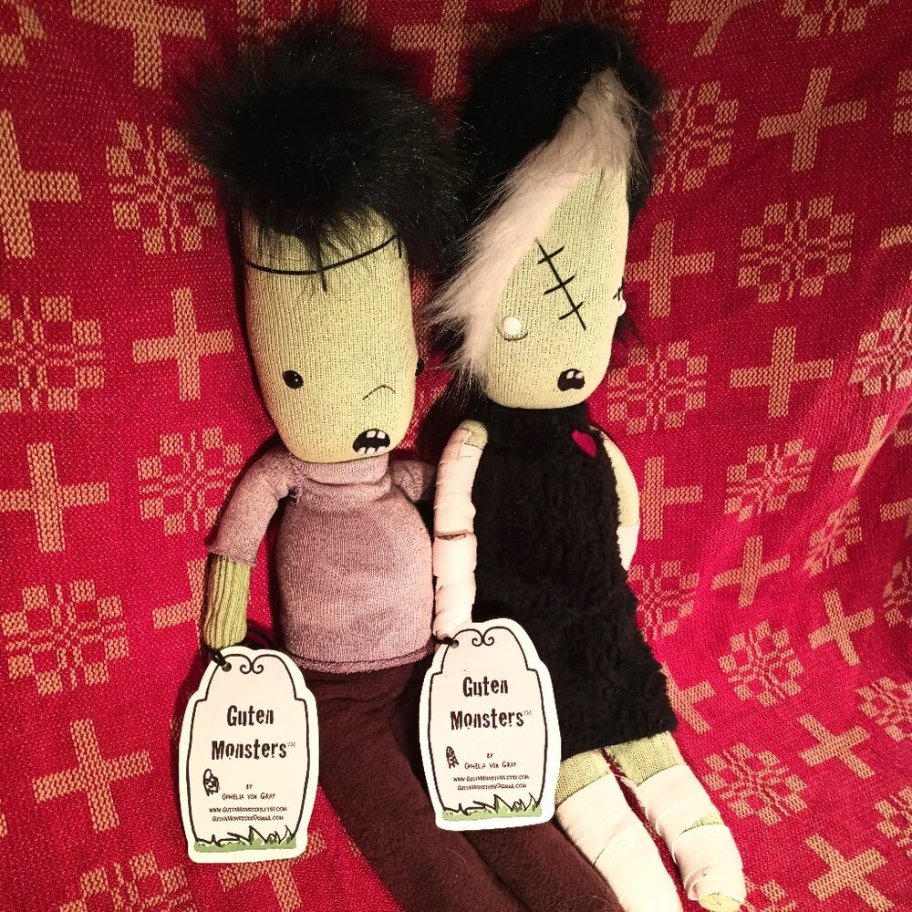 NWT Set of 2 discontinued Guten Monsters, The Bride & Eugene by Ophelia von Gray